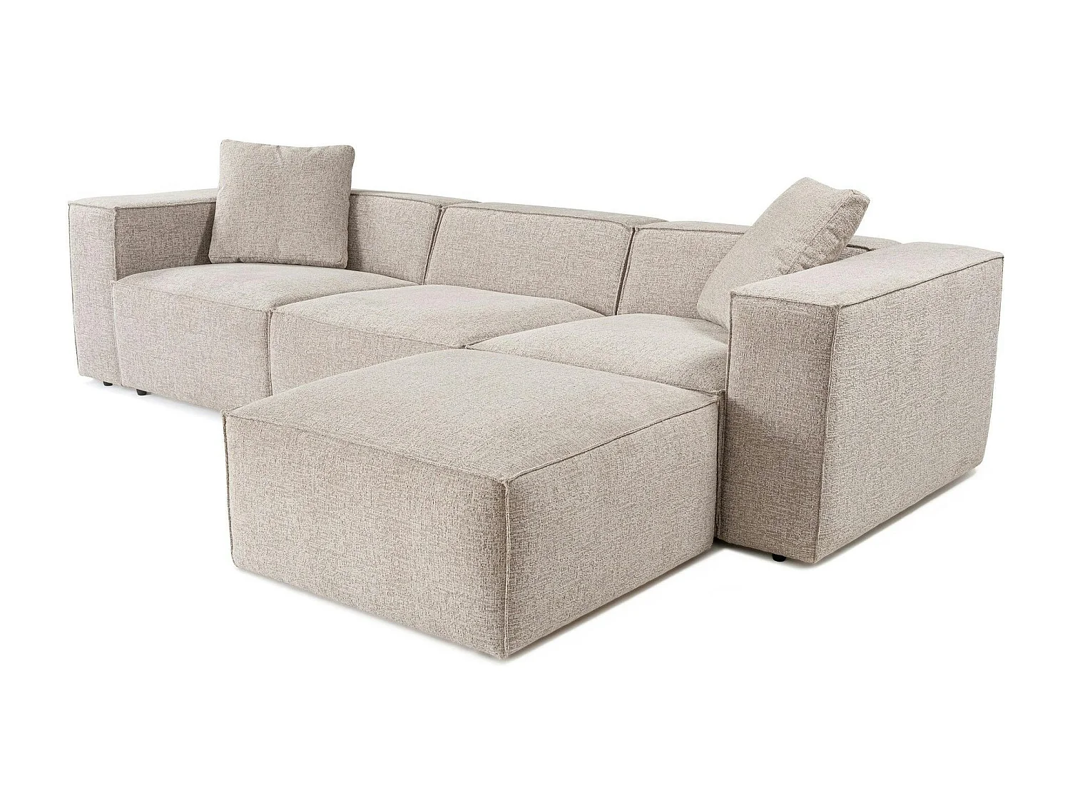 Canapé d'angle modulable taupe - tissu lin OSTUNI