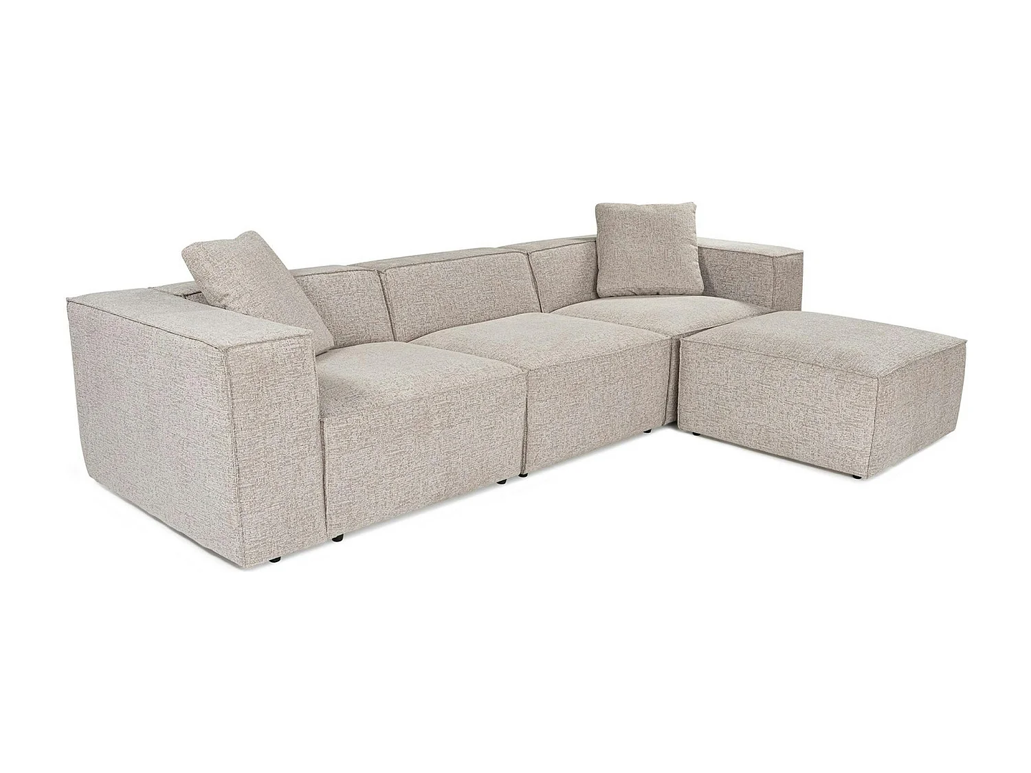 Canapé d'angle modulable taupe - tissu lin OSTUNI