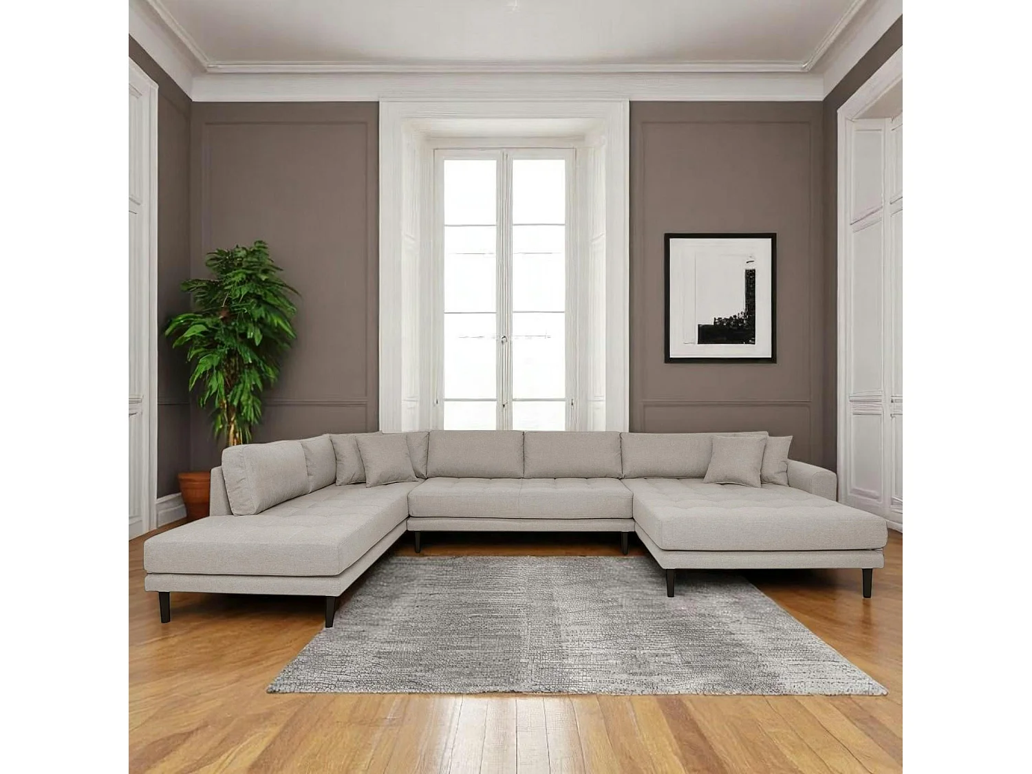 Canapé panoramique gris minéral - côté droit AMSTERDAM