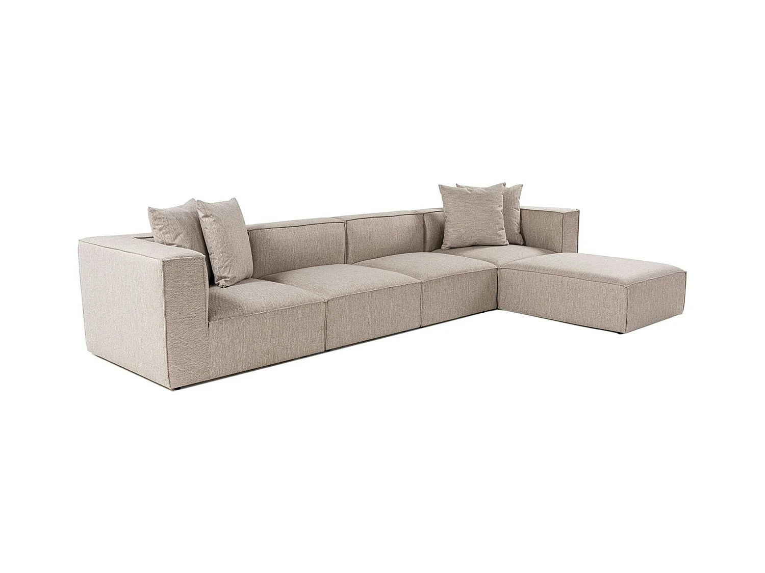 Canapé 5 places en lin beige - avec pouf COLLIOURE