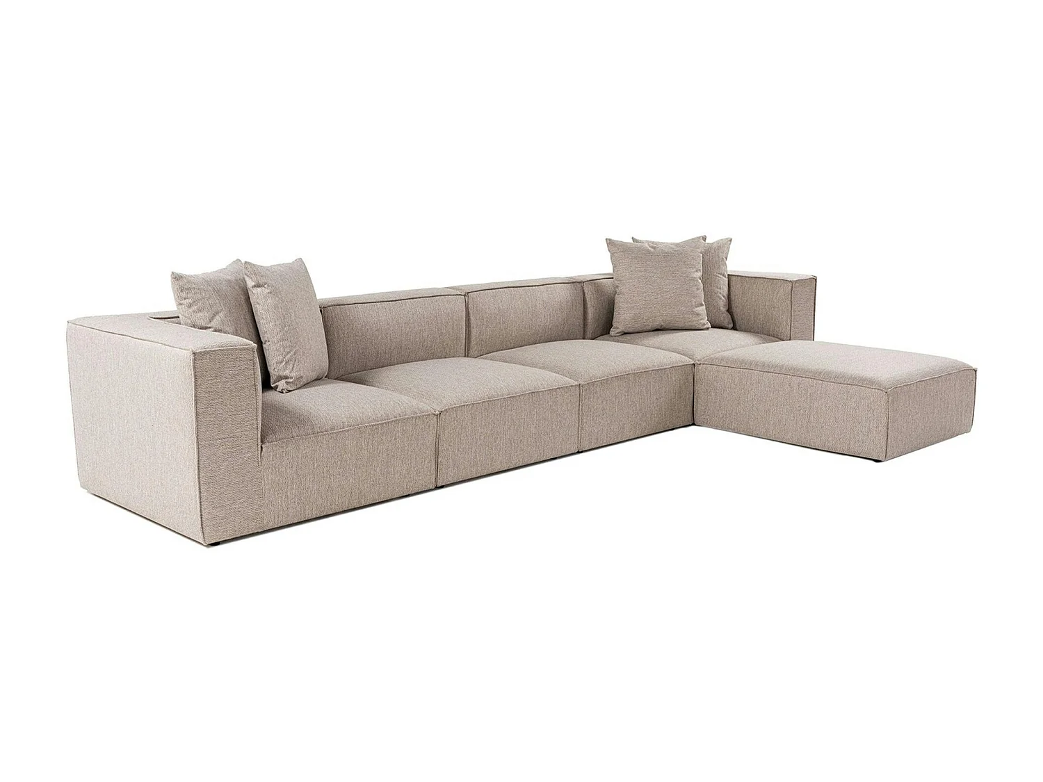 Canapé 5 places en lin beige - avec pouf COLLIOURE