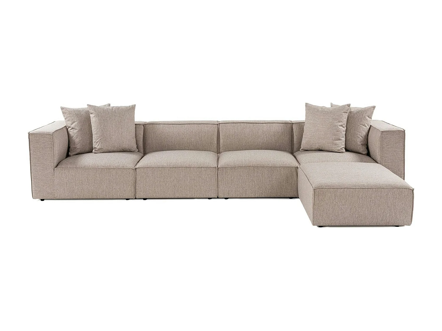 Canapé 5 places en lin beige - avec pouf COLLIOURE