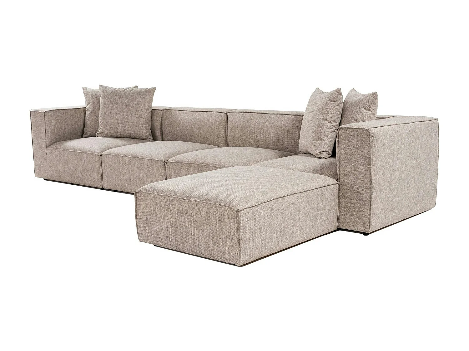 Canapé 5 places en lin beige - avec pouf COLLIOURE