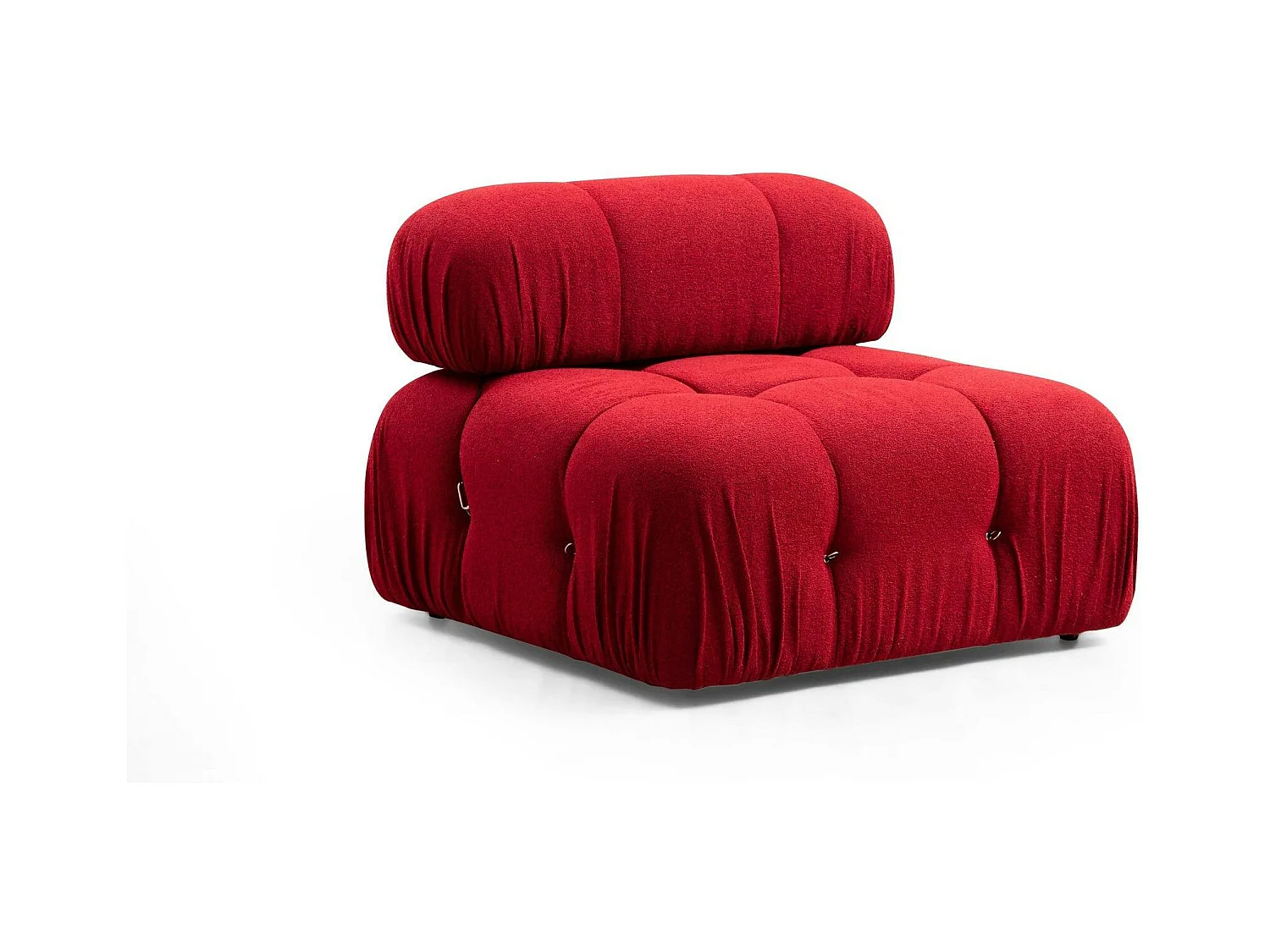 Canapé d'angle modulable rouge - tissu bouclette RONDA