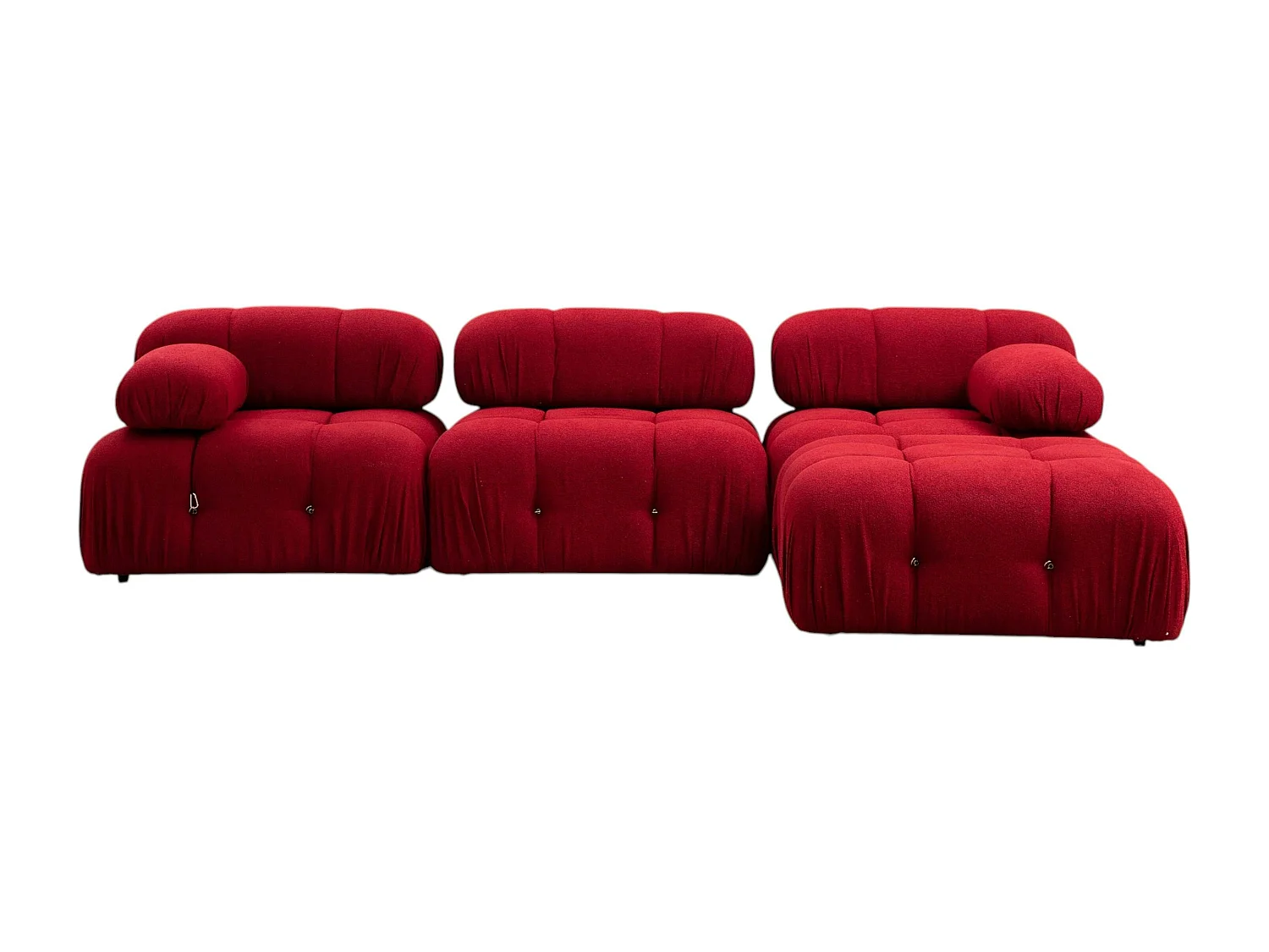 Canapé d'angle modulable rouge - tissu bouclette RONDA