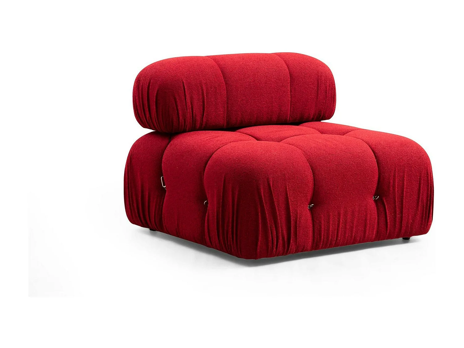 Canapé d'angle modulable rouge - tissu bouclette RONDA