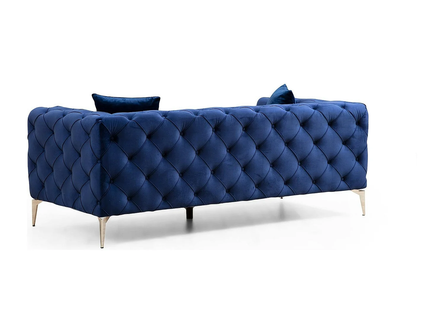 Canapé 2 places bleu nuit en velours capitonné DOVER