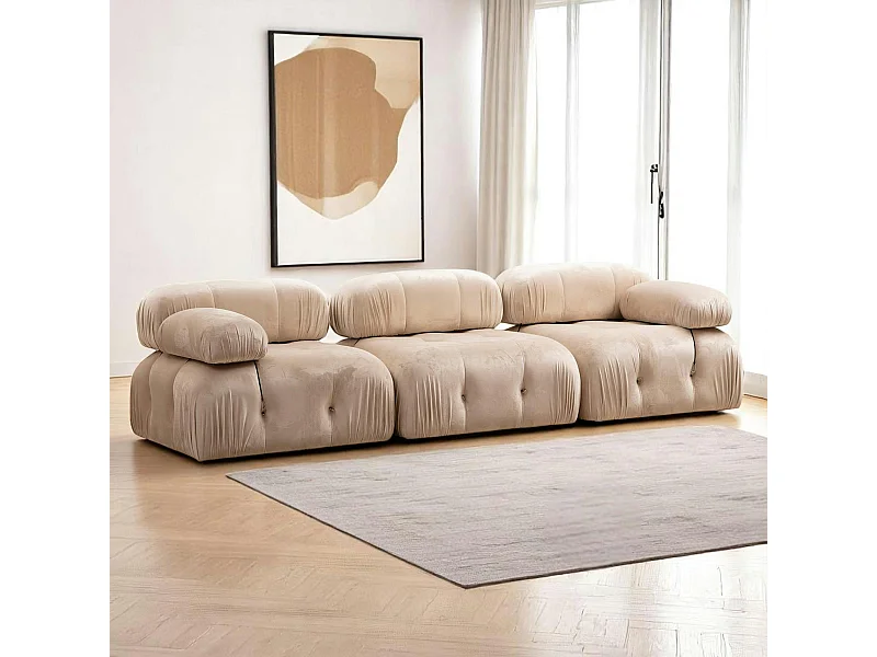 Canapé modulable 3 places - velours beige RONDA
