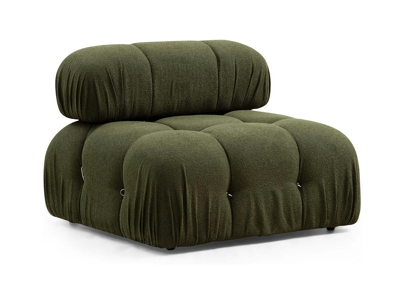 Canapé d'angle modulable vert - tissu bouclette RONDA