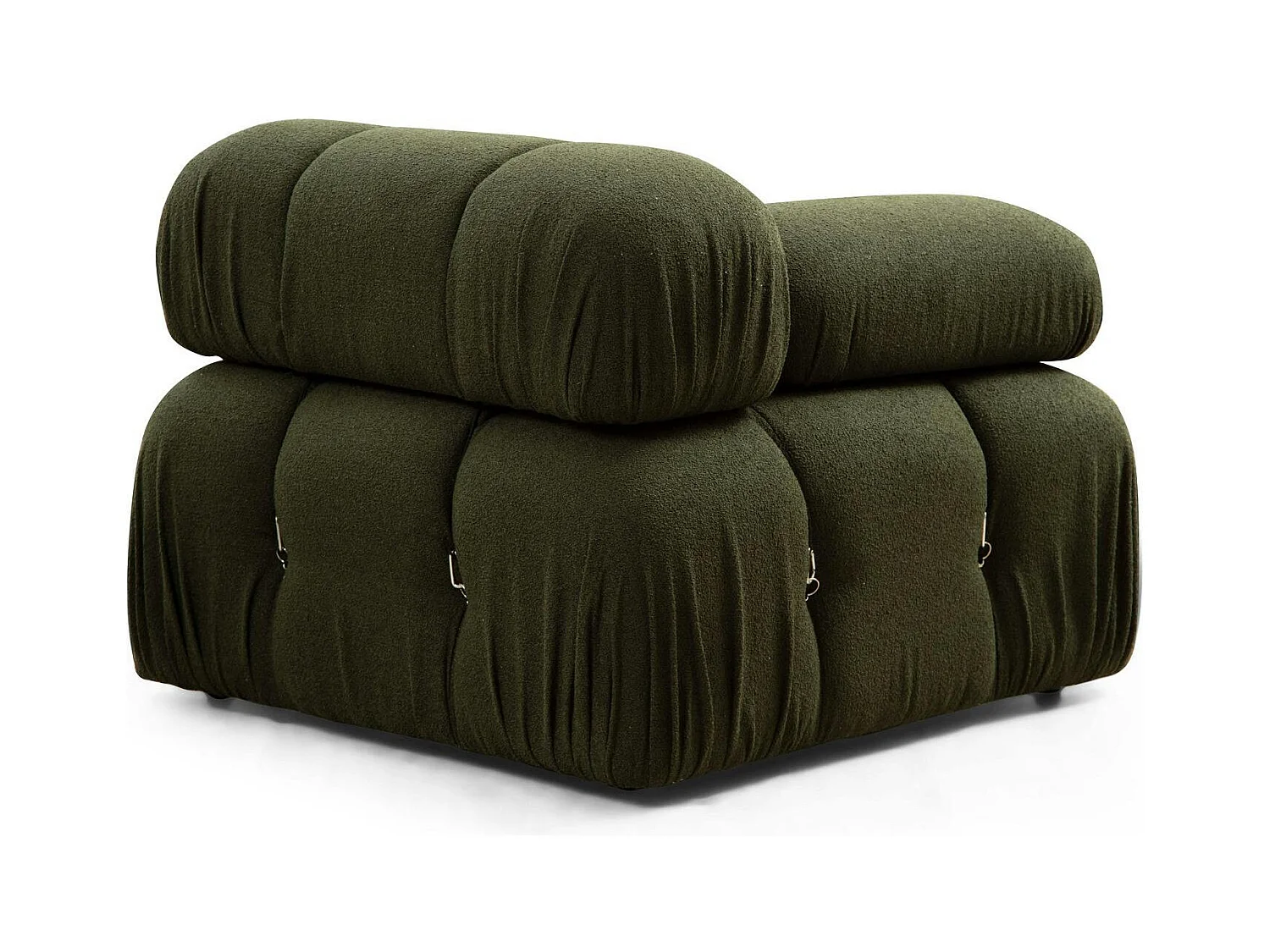 Canapé d'angle modulable vert - tissu bouclette RONDA