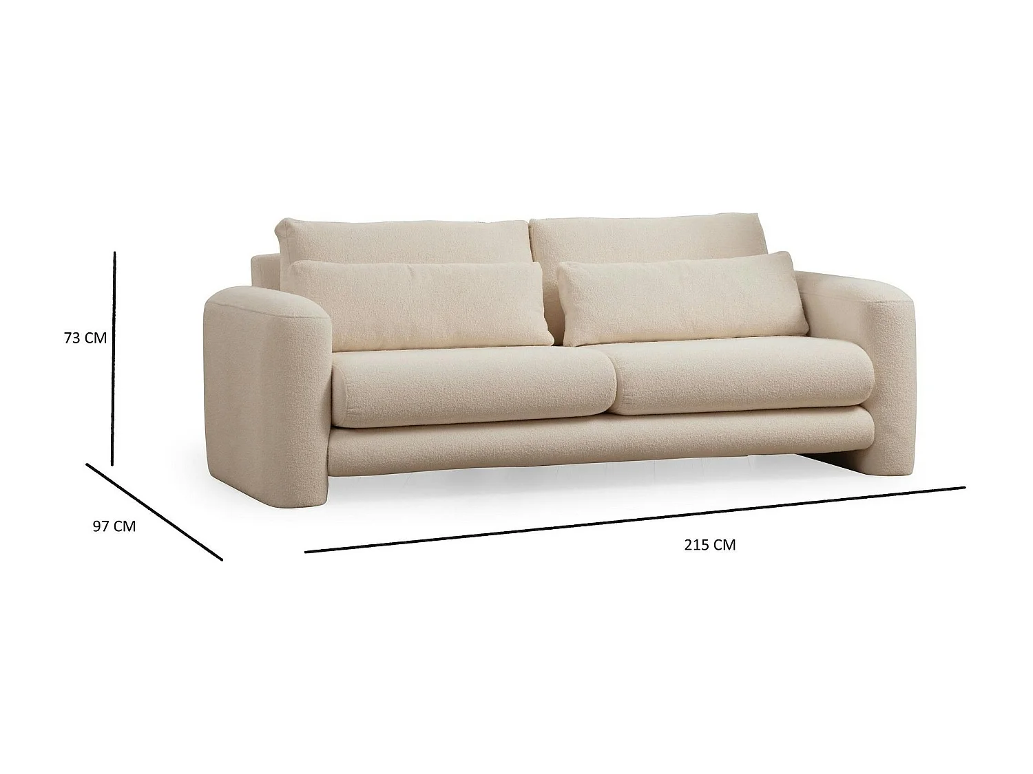 Canapé 3 places crème - forme organique LUCCA