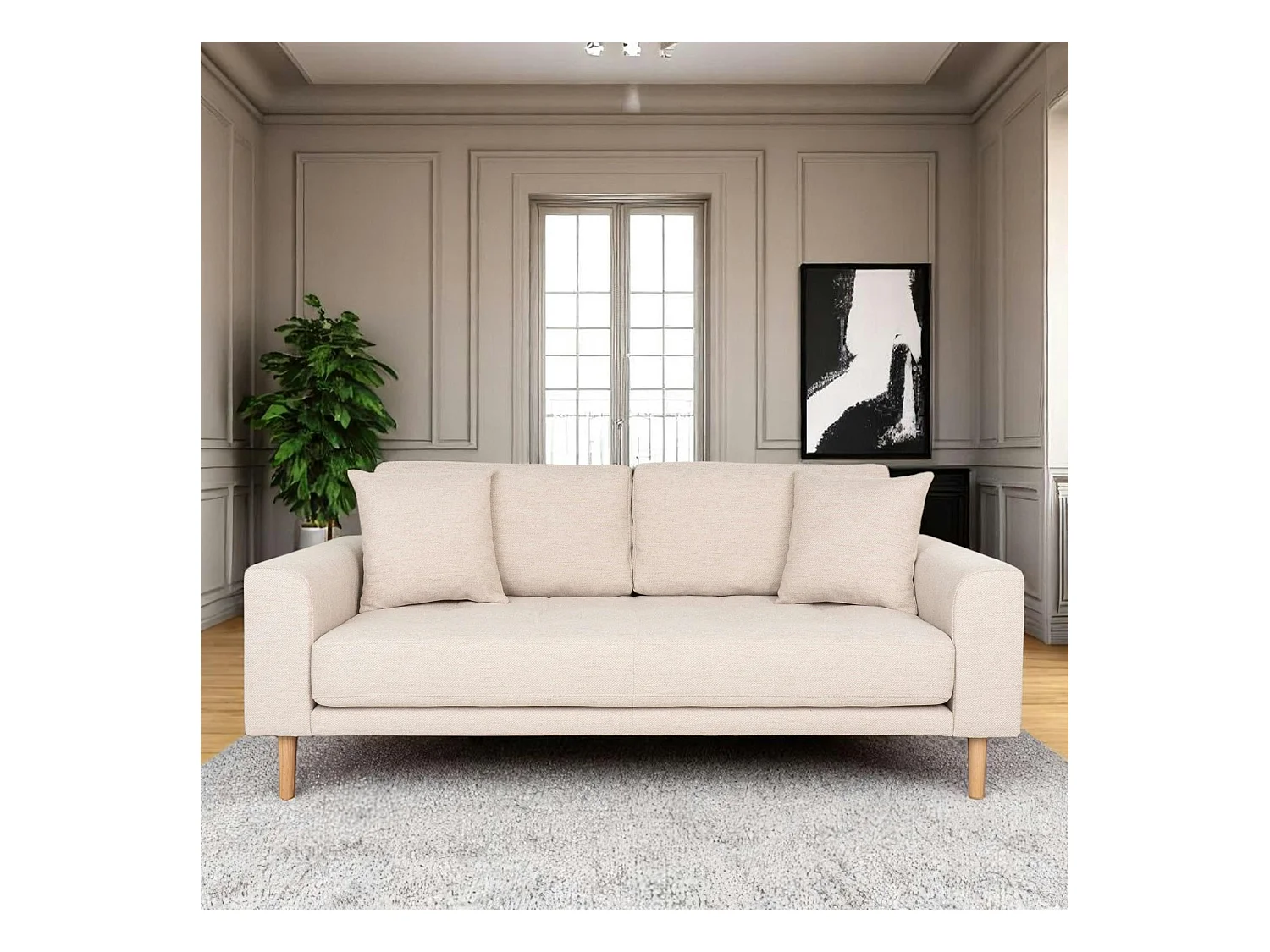 Canapé 2 places 1/2 beige sable 180 cm AMSTERDAM