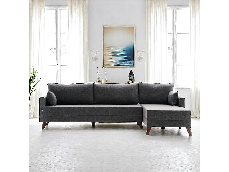 Canapé d'angle anthracite - 275 cm, côté droit SPLIT