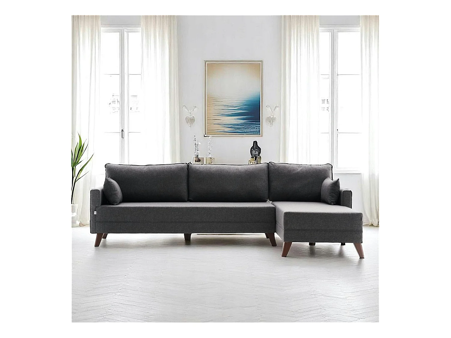 Canapé d'angle anthracite - 275 cm, côté droit SPLIT