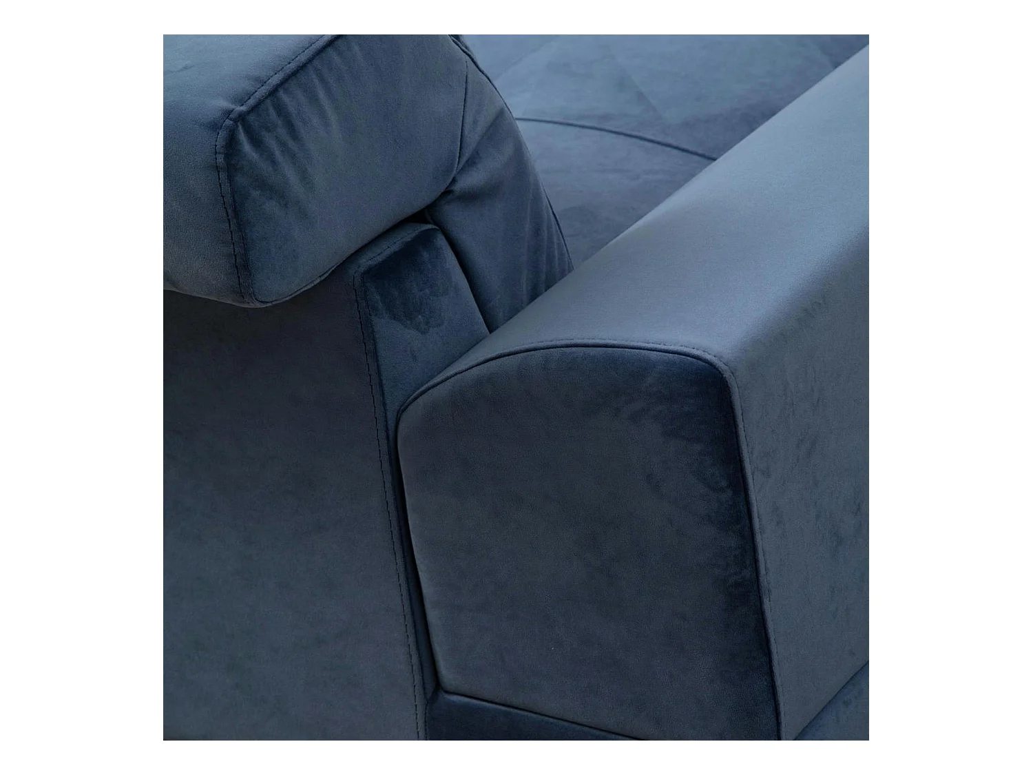 Canapé d'angle bleu nuit - dossier inclinable, côté gauche MILO