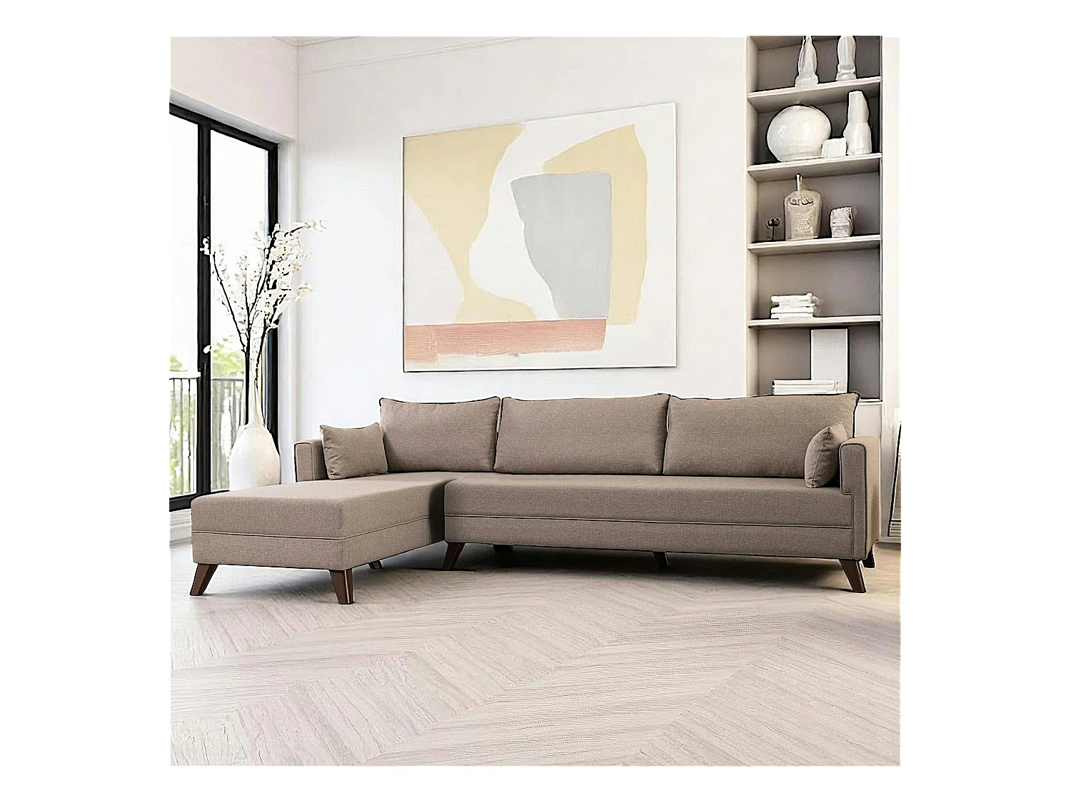 Canapé d'angle cappuccino - 275 cm, côté gauche SPLIT