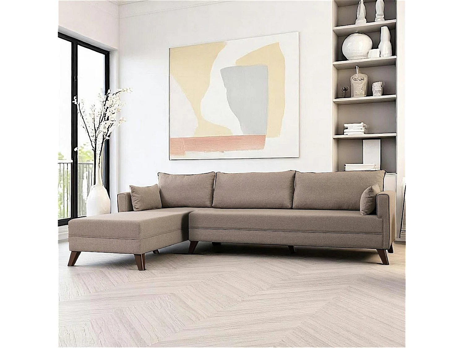 Canapé d'angle cappuccino - 275 cm, côté gauche SPLIT