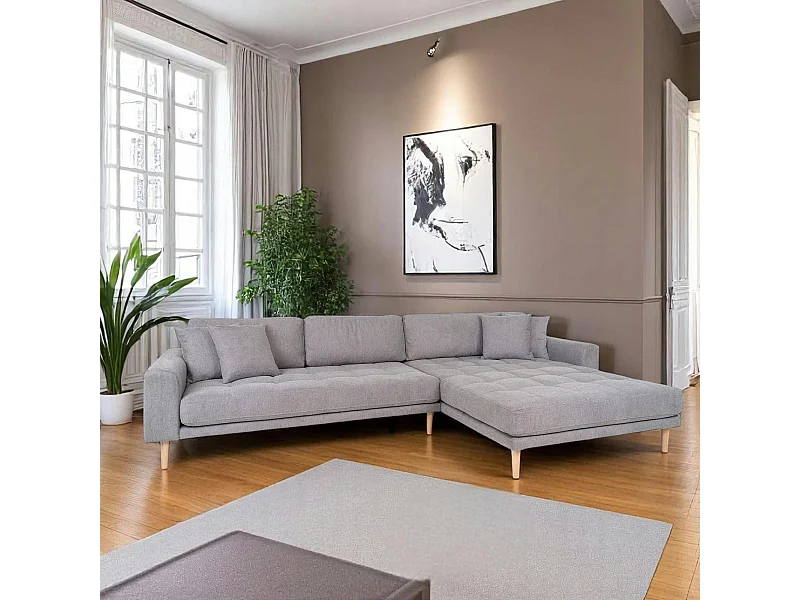 Canapé d'angle gris clair - côté droit, 290 cm AMSTERDAM