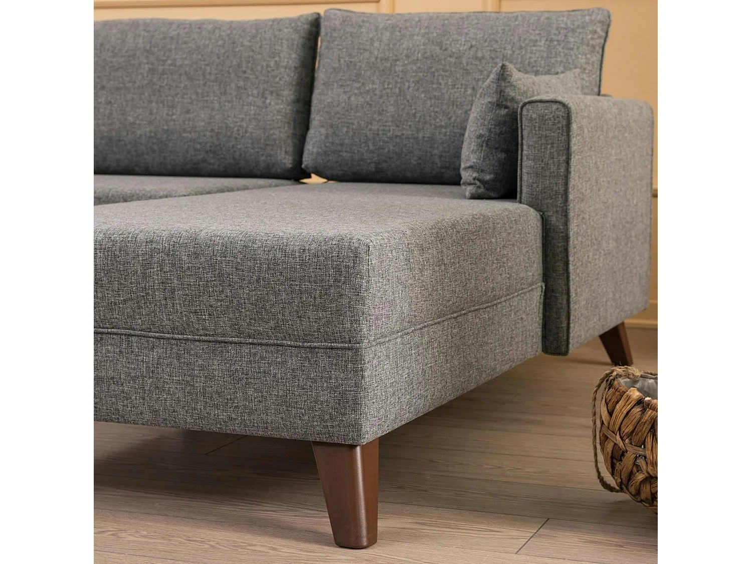 Canapé d'angle gris - 275 cm, côté droit SPLIT