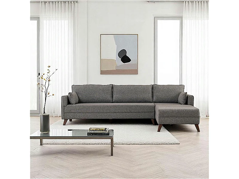 Canapé d'angle gris - 275 cm, côté droit SPLIT