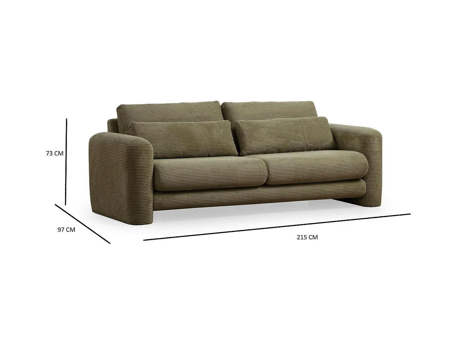 Canapé 3 places vert - forme organique LUCCA