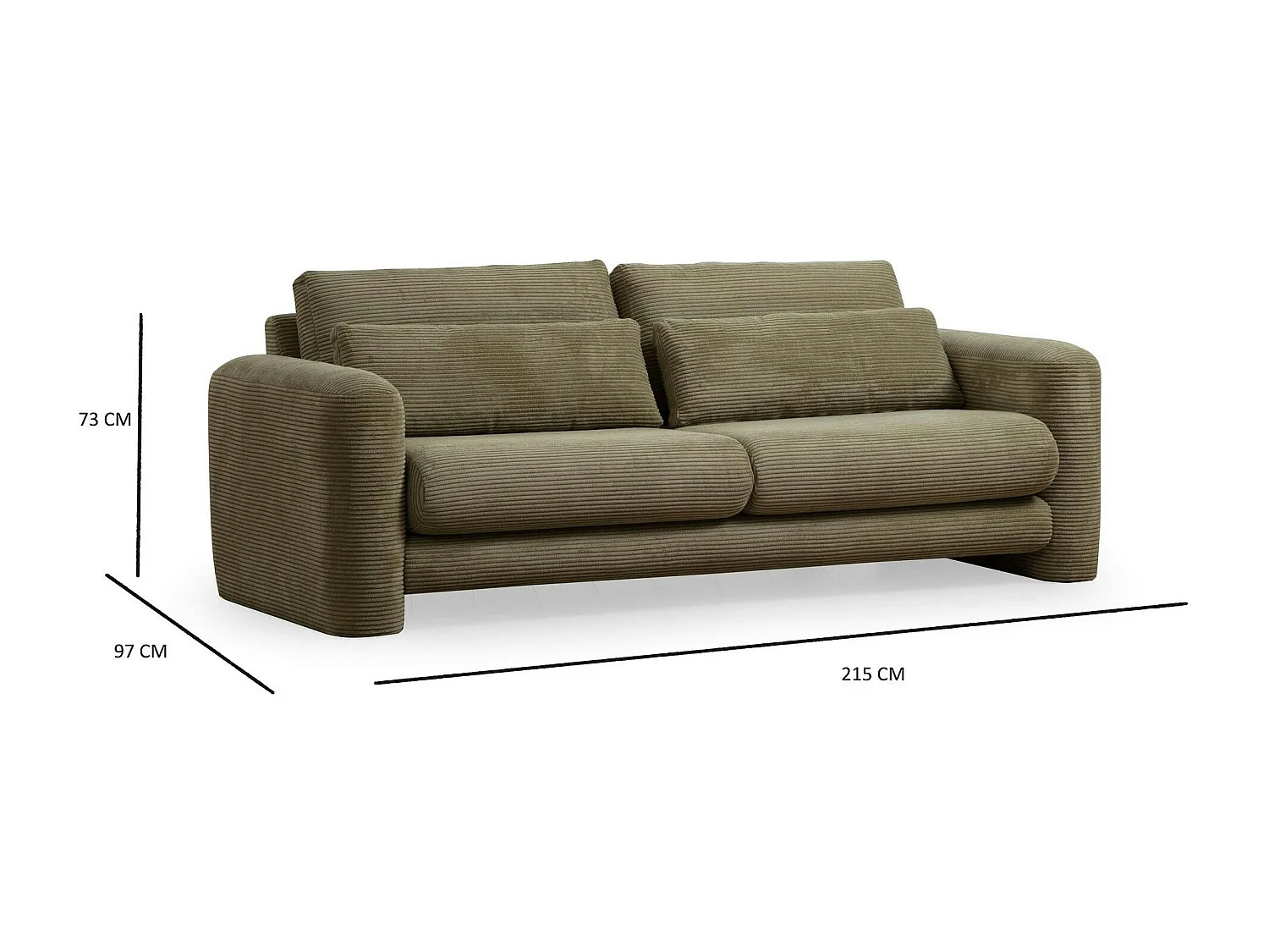 Canapé 3 places vert - forme organique LUCCA