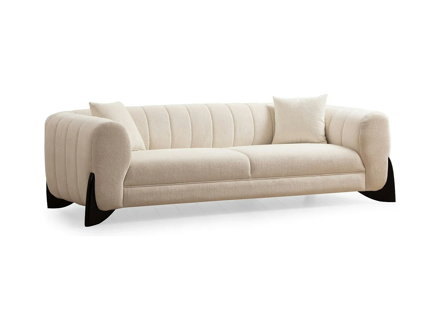 Canapé 3 places écru - pieds design noirs LUCCA