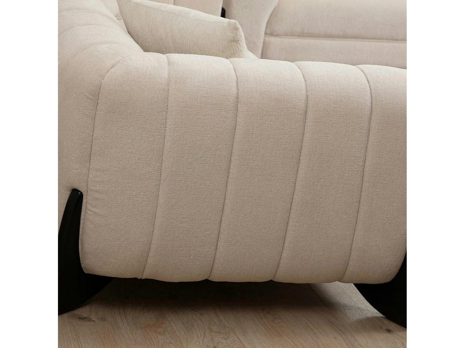 Canapé 3 places écru - pieds design noirs LUCCA