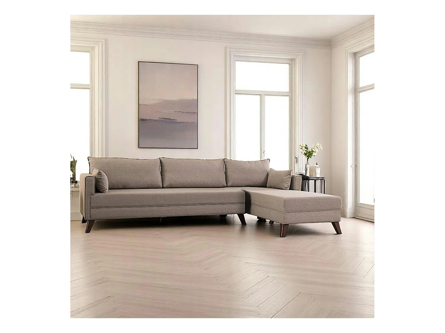 Canapé d'angle cappuccino - 275 cm, côté droit SPLIT