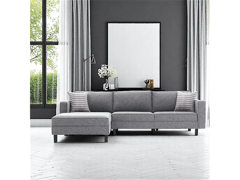 Canapé d'angle gris - côté gauche CORTONA