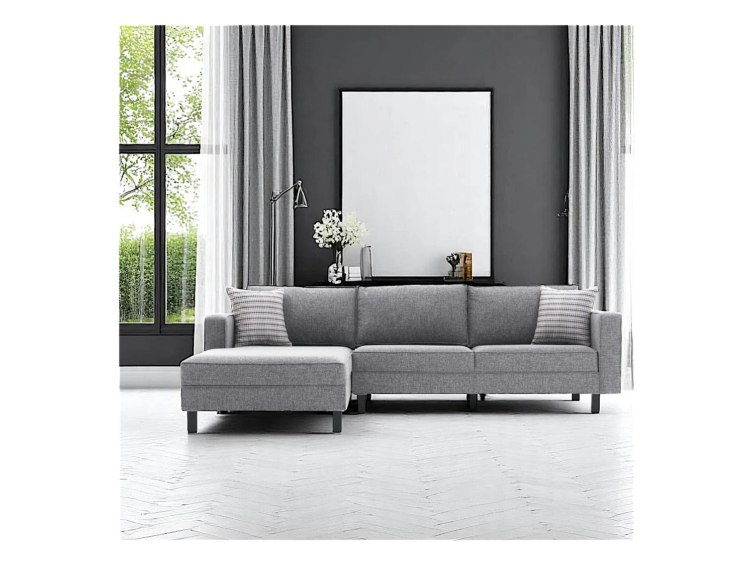 Canapé d'angle gris - côté gauche CORTONA