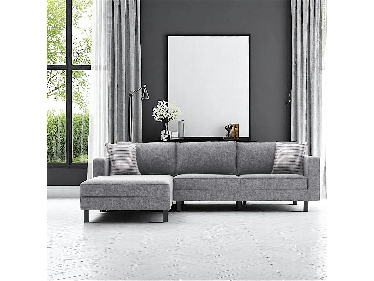 Canapé d'angle gris - côté gauche CORTONA