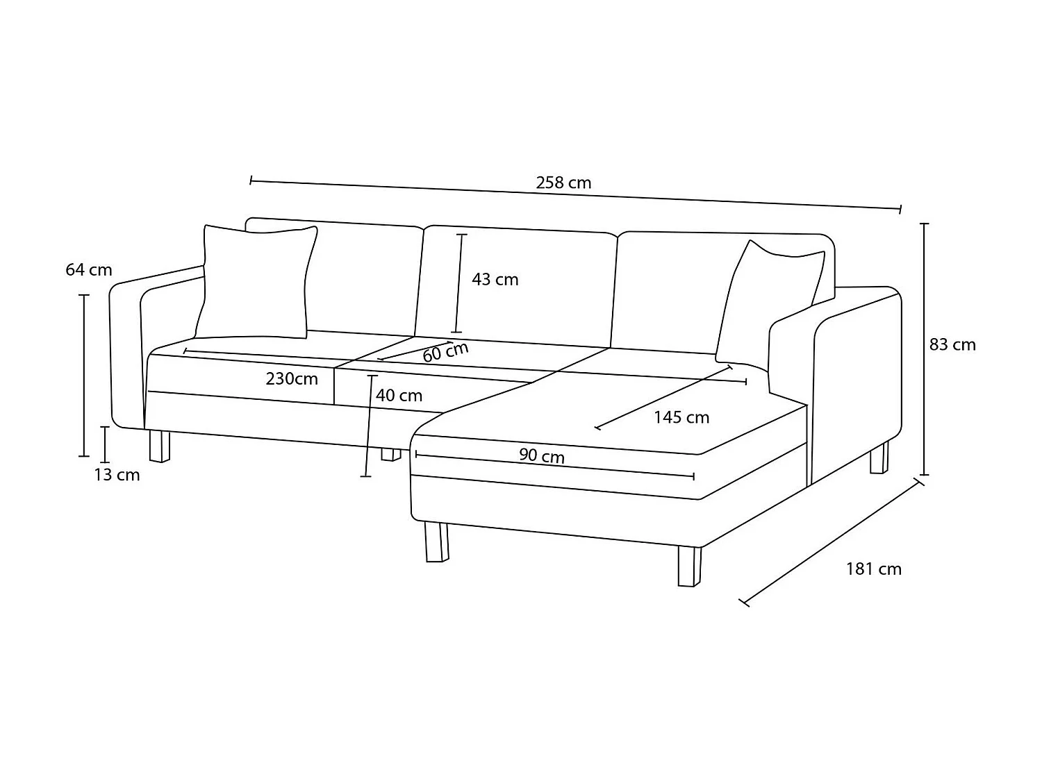 Canapé d'angle gris - côté gauche CORTONA