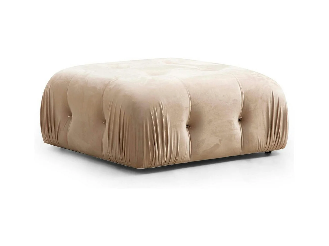 Canapé d'angle modulable beige - tissu velours RONDA