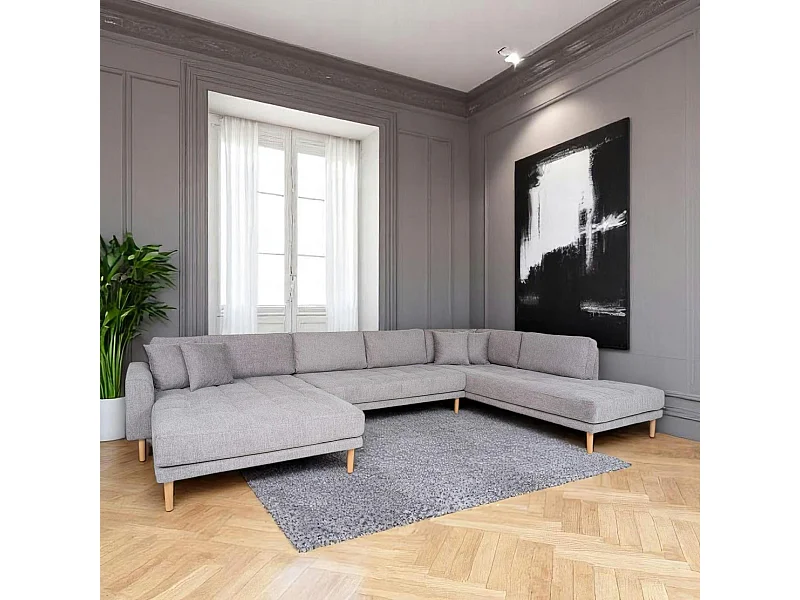 Canapé panoramique gris clair - côté gauche, 370 cm AMSTERDAM