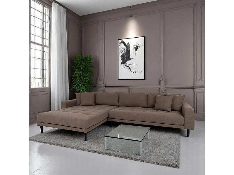 Canapé d'angle marron - côté gauche, 290 cm AMSTERDAM