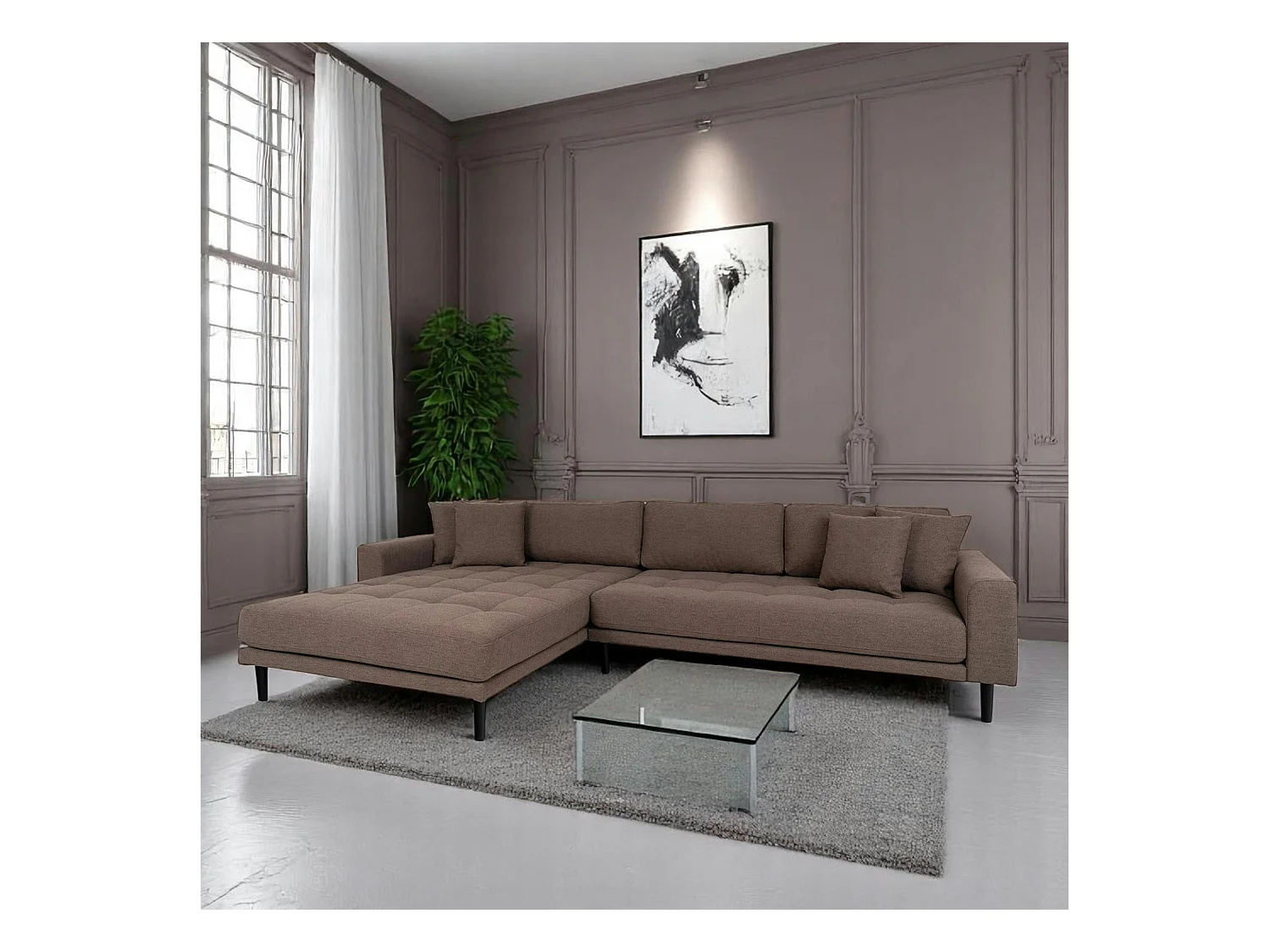 Canapé d'angle marron - côté gauche, 290 cm AMSTERDAM