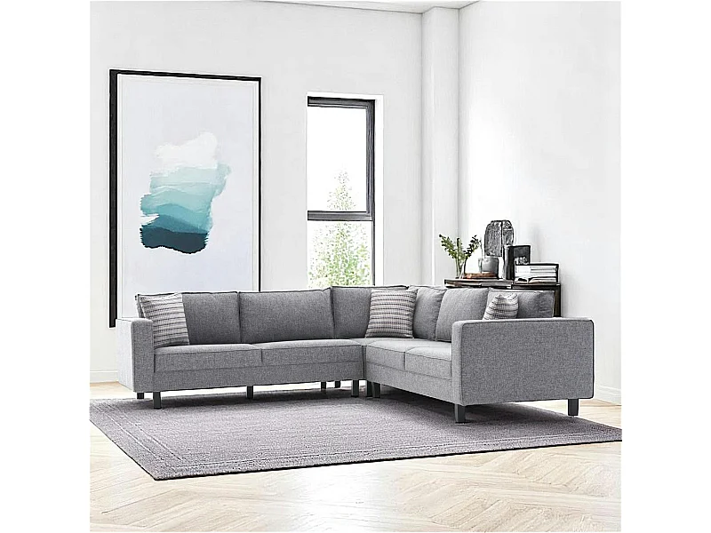 Canapé d’angle réversible gris - pieds droits CORTONA