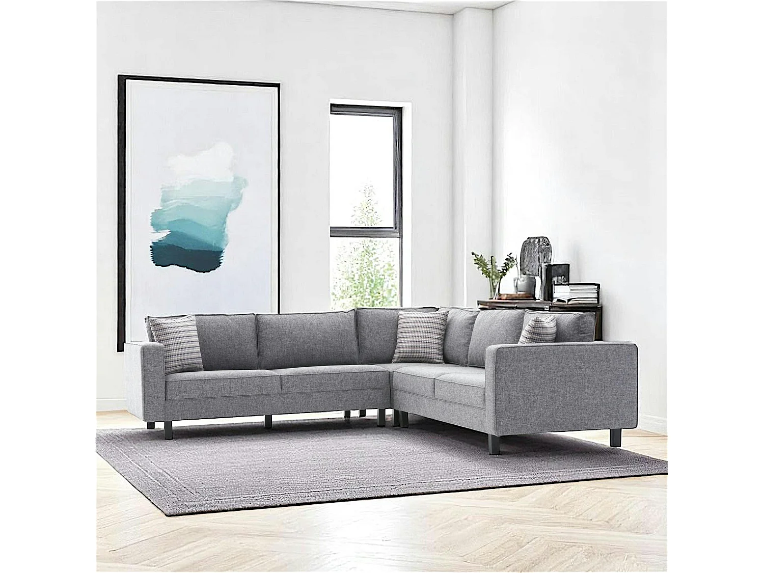 Canapé d’angle réversible gris - pieds droits CORTONA