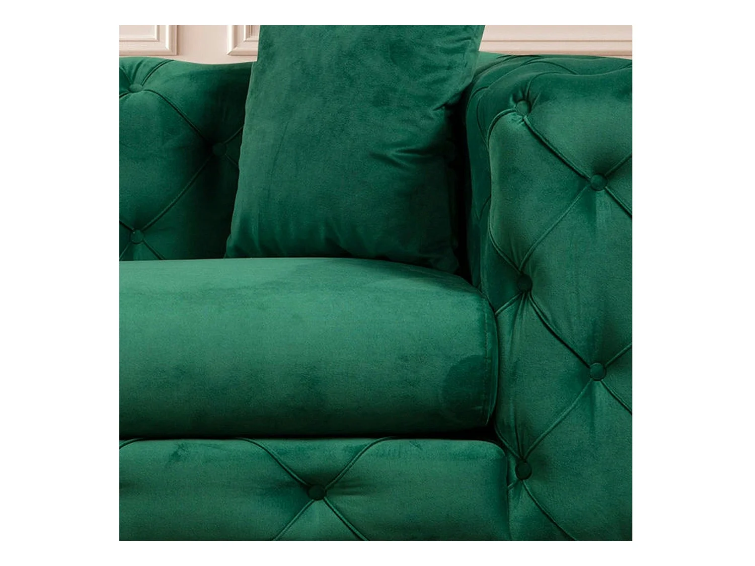 Canapé 2 places vert en velours capitonné DOVER