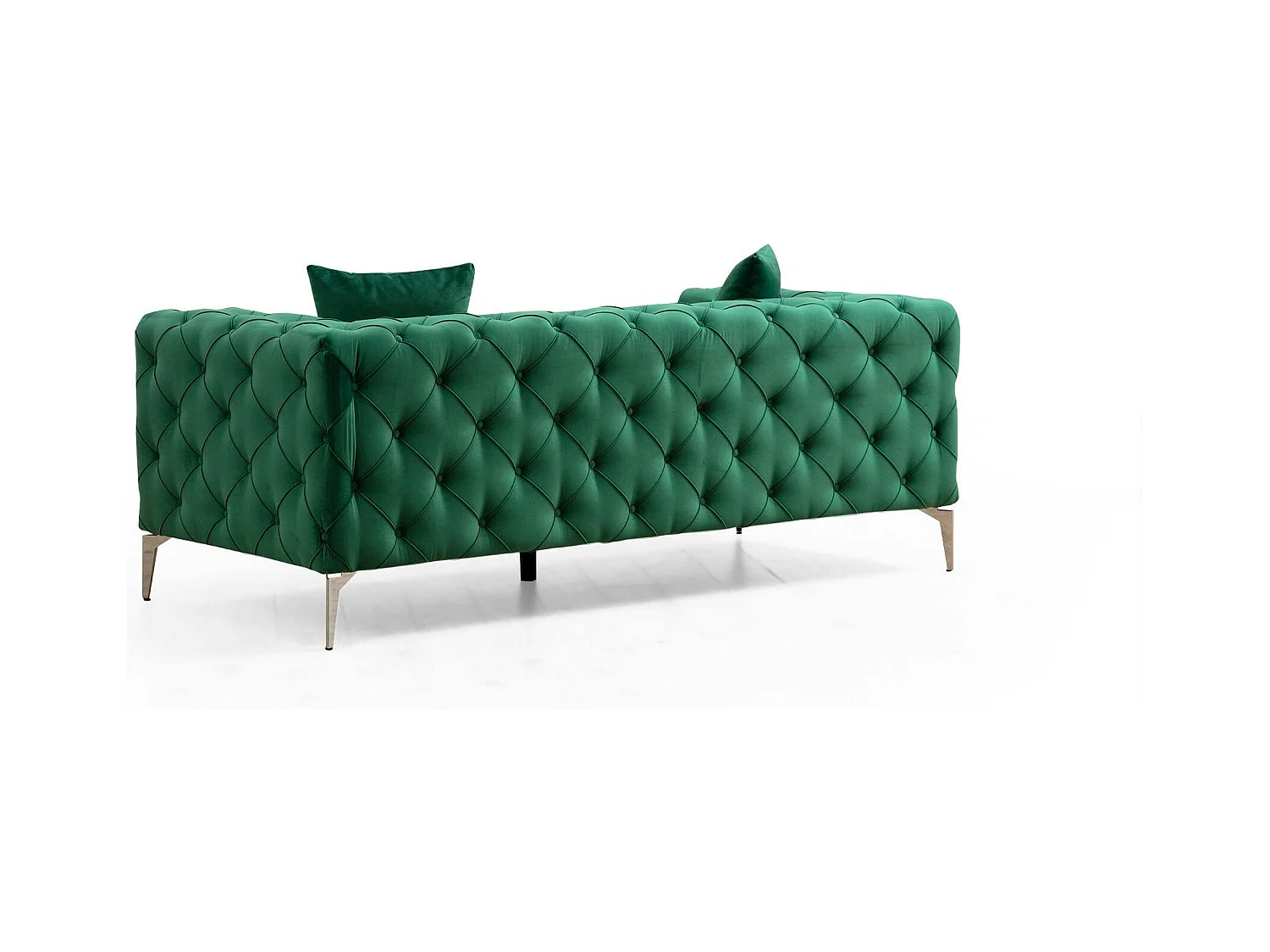 Canapé 2 places vert en velours capitonné DOVER