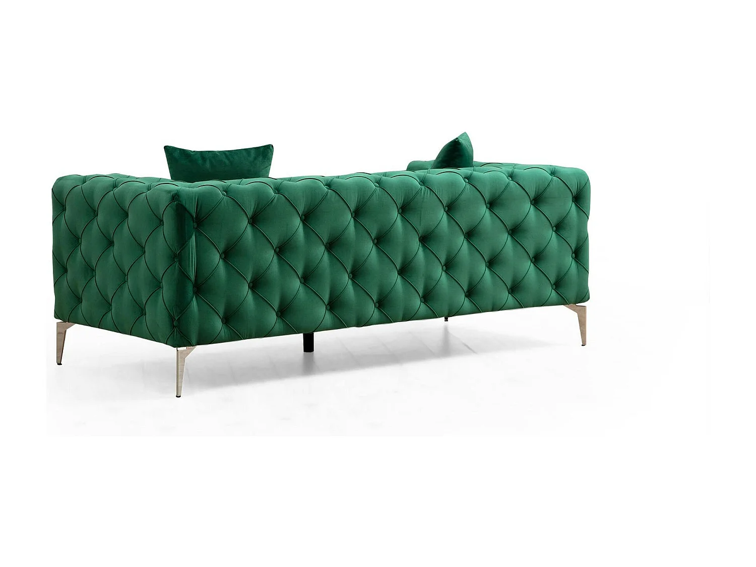 Canapé 2 places vert en velours capitonné DOVER