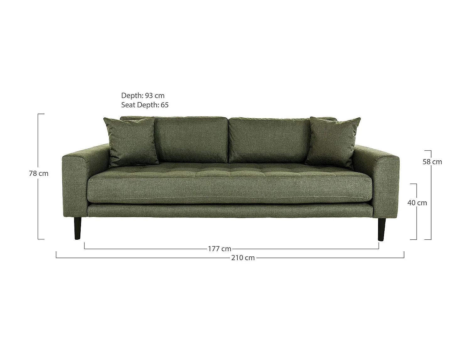 Canapé 3 places vert nature AMSTERDAM