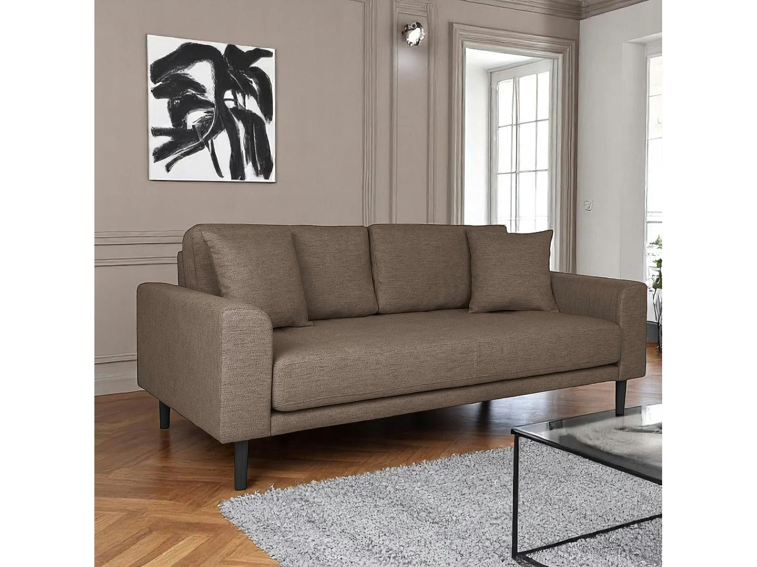 Canapé 2 places 1/2 marron 180 cm AMSTERDAM
