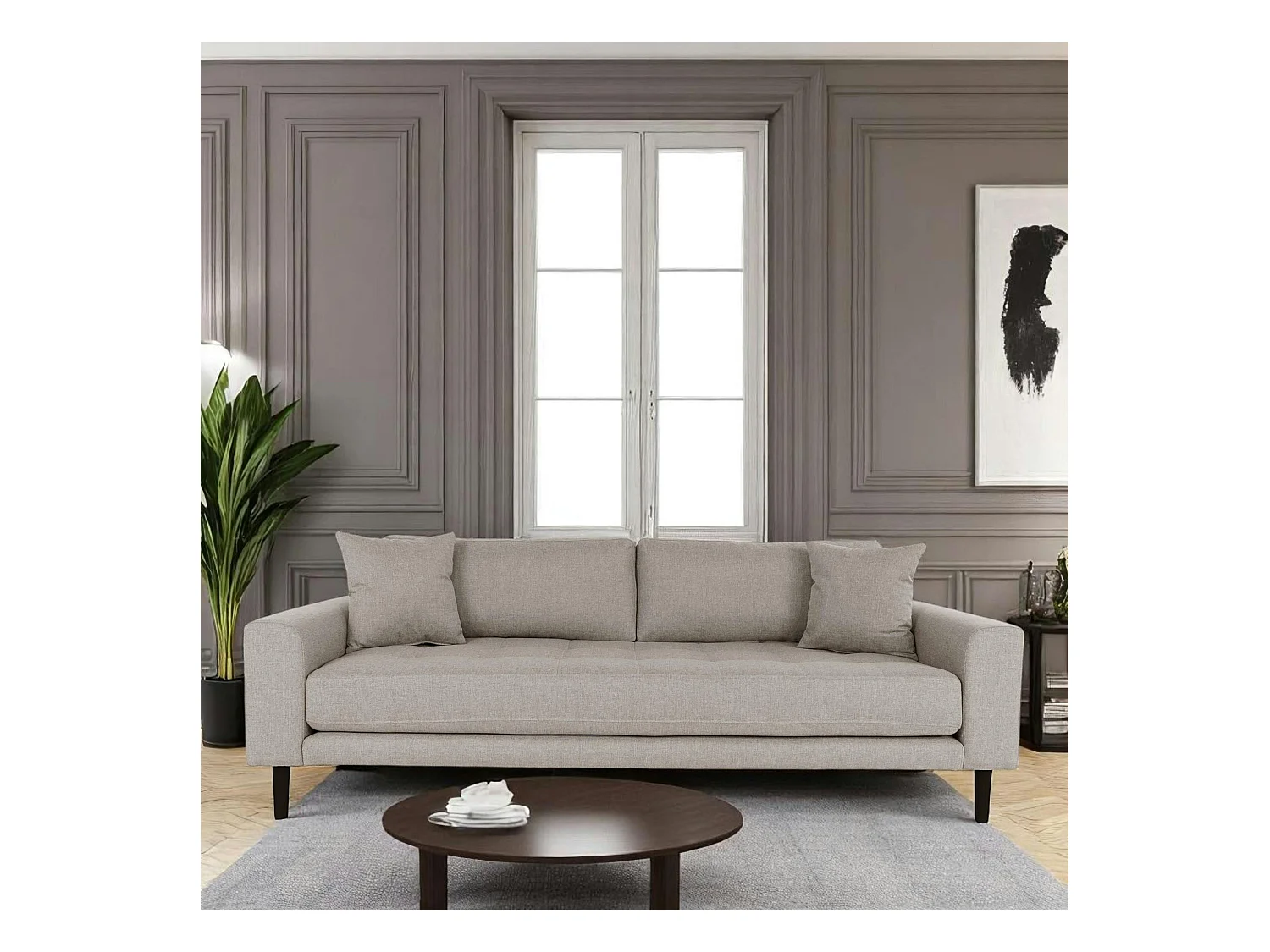 Canapé 3 places gris minéral AMSTERDAM