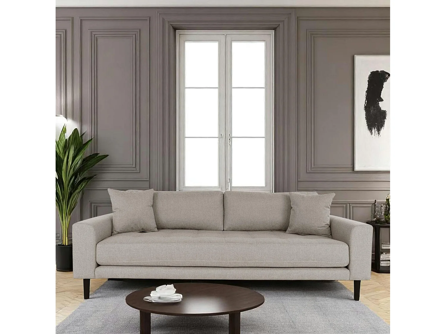 Canapé 3 places gris minéral AMSTERDAM