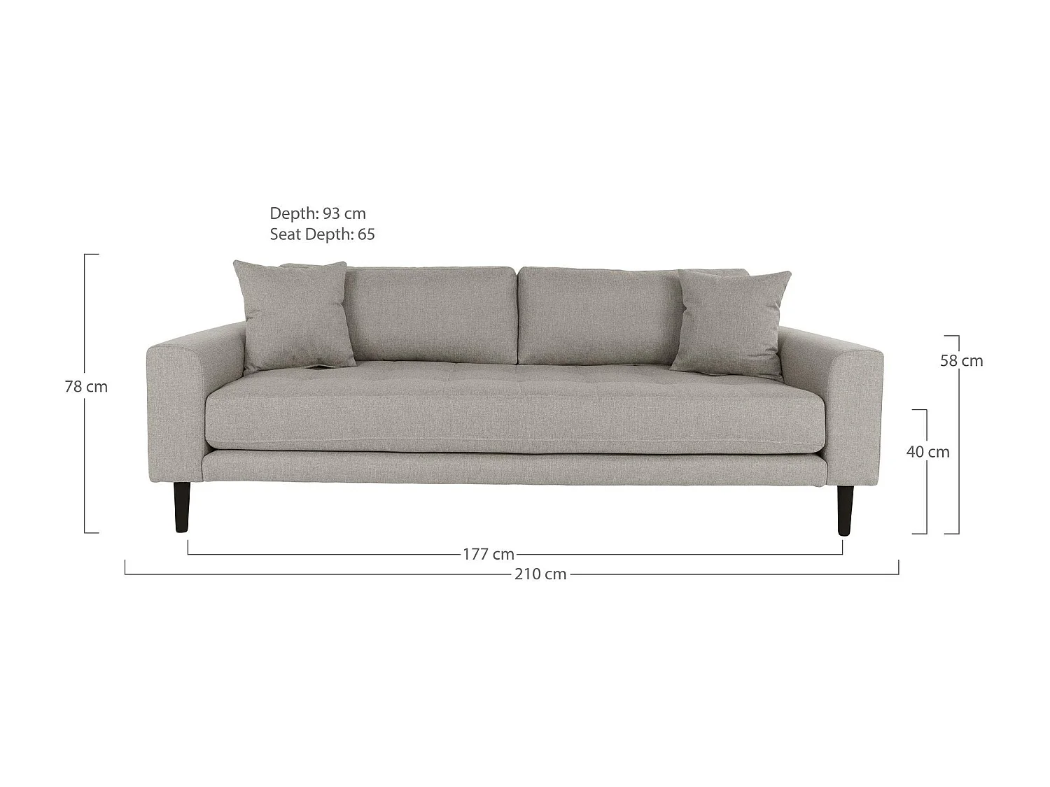 Canapé 3 places gris minéral AMSTERDAM