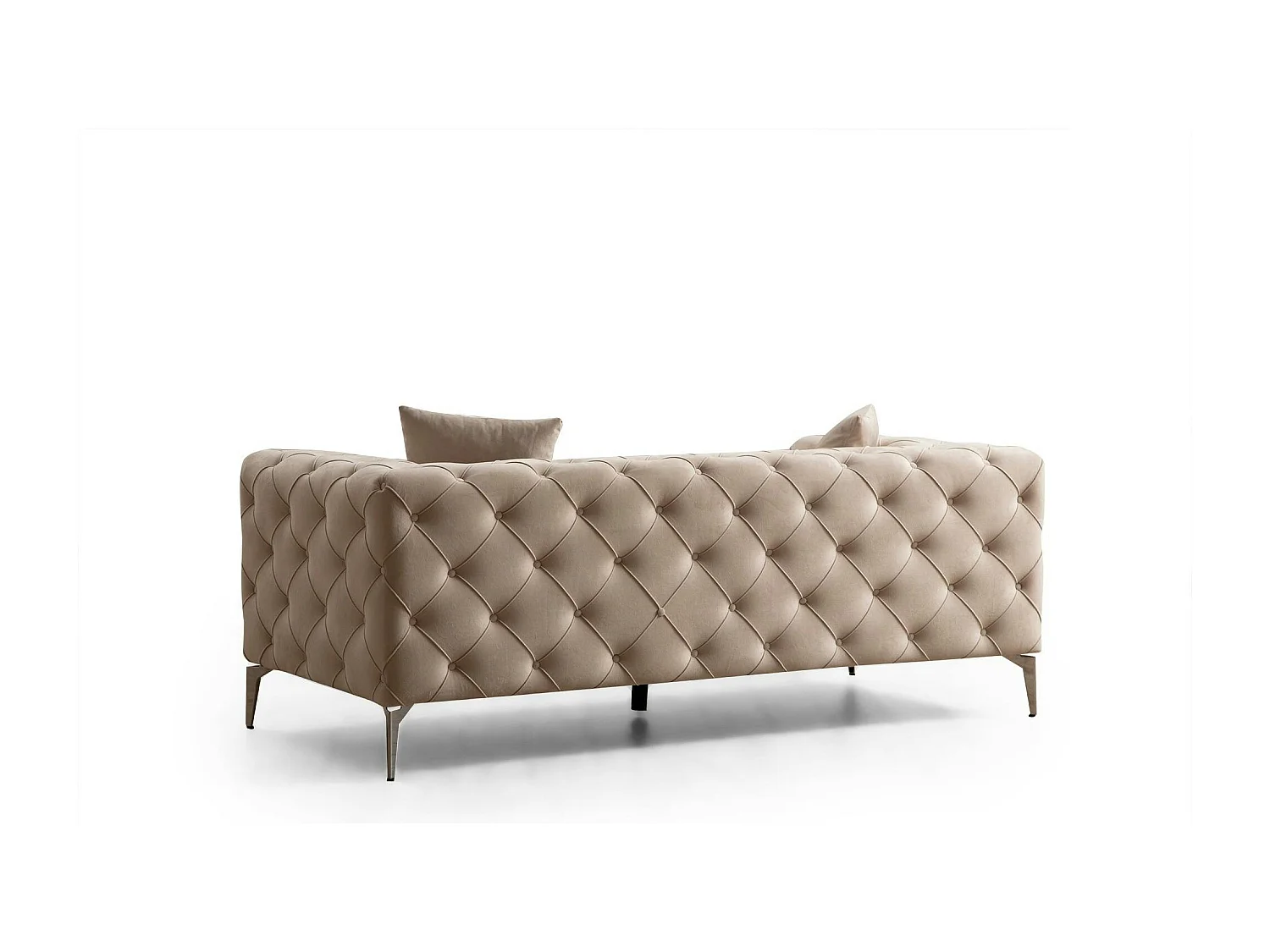 Canapé 2 places beige en velours capitonné DOVER