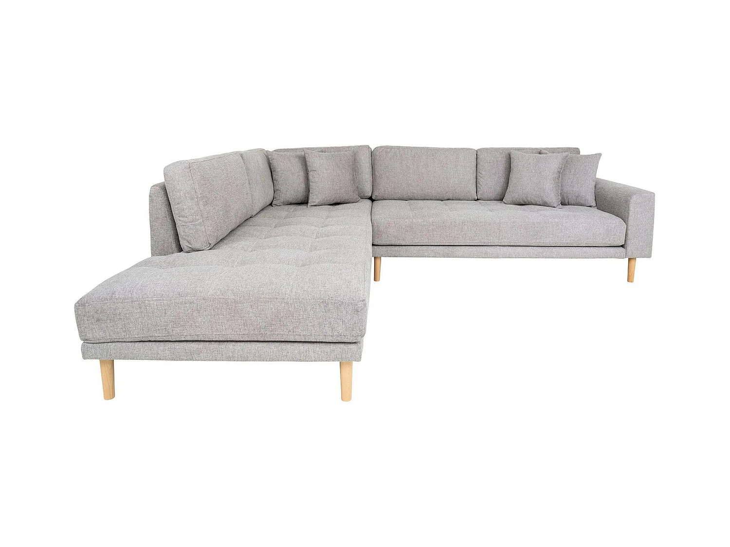 Canapé d'angle gris clair - pieds bois, côté gauche AMSTERDAM
