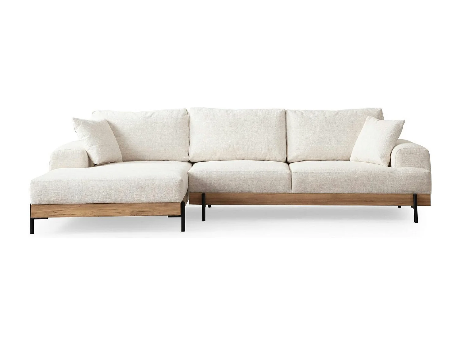 Canapé d'angle blanc - accoudoirs larges, côté gauche TROPEA